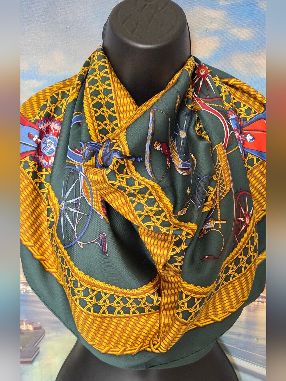 Hermes Silk Scarf Saddle With Tag EUC As Is